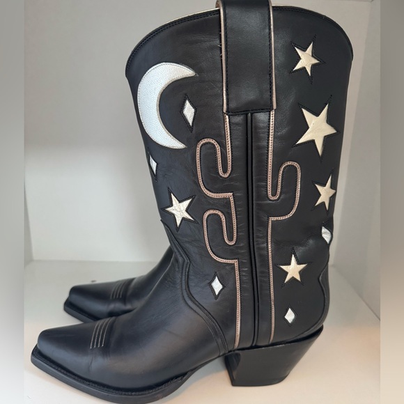 Johnny Was Pueblo Desert Black and White Stars Moon Cactus Western Boots Size 6 - Picture 3 of 9